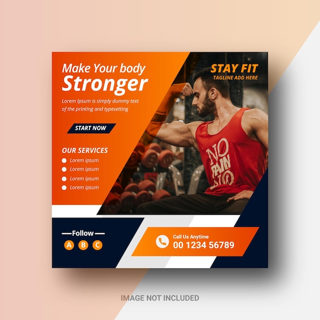 Gym club instagram social media post and web banner design