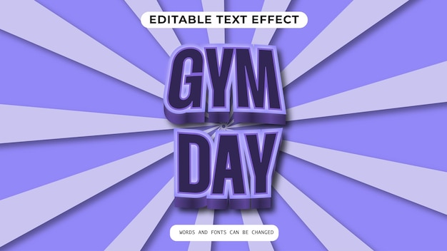 Gym Day 3d editable text effect style