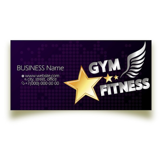 Gym design with wings and stars Business card for gym and healthy lifestyle