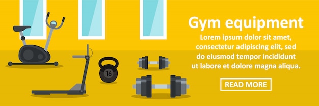 Gym equipment banner horizontal concept