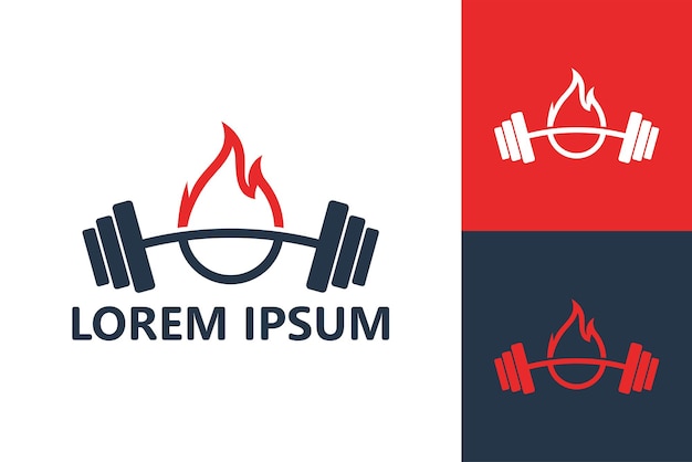 Gym fire logo template design vector