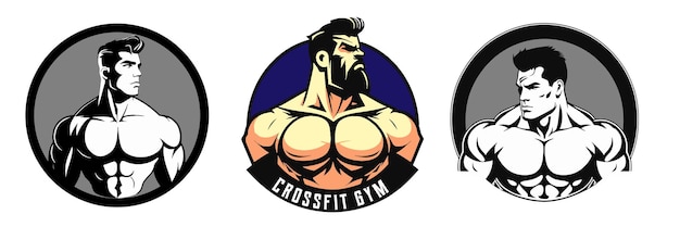 Gym fitness club logo design bodybuilder vector illustration