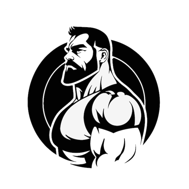 Gym fitness club logo design bodybuilder vector illustration