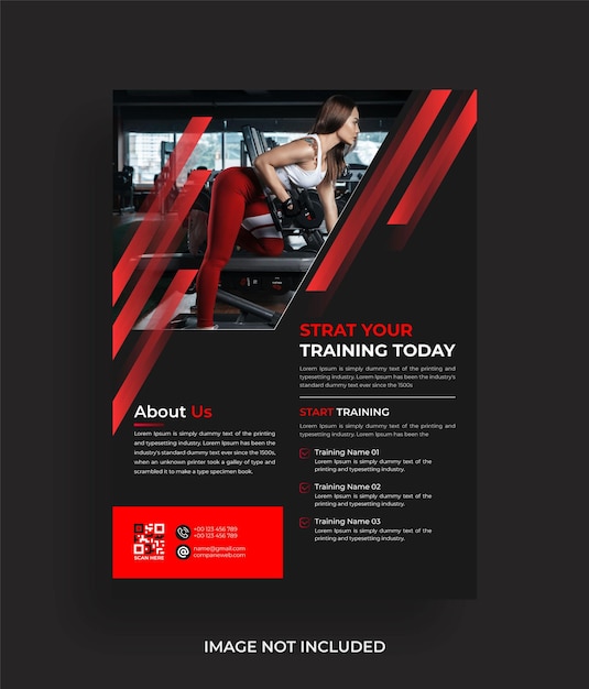 Vector gym fitness flyer design template