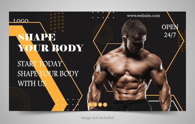 Vector gym fitness flyer and poster banner template simple design for social media