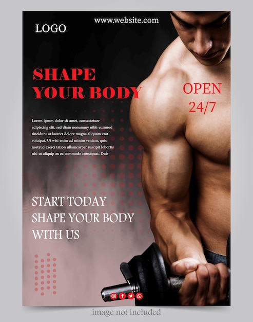 Gym fitness flyer and poster banner template for social media