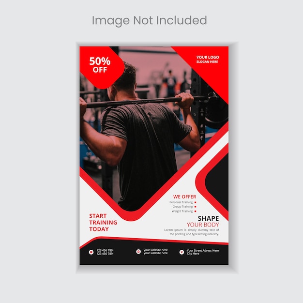 Gym fitness flyer and poster design template