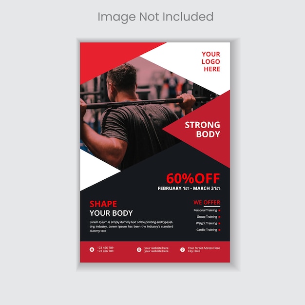 Gym fitness flyer and poster design template