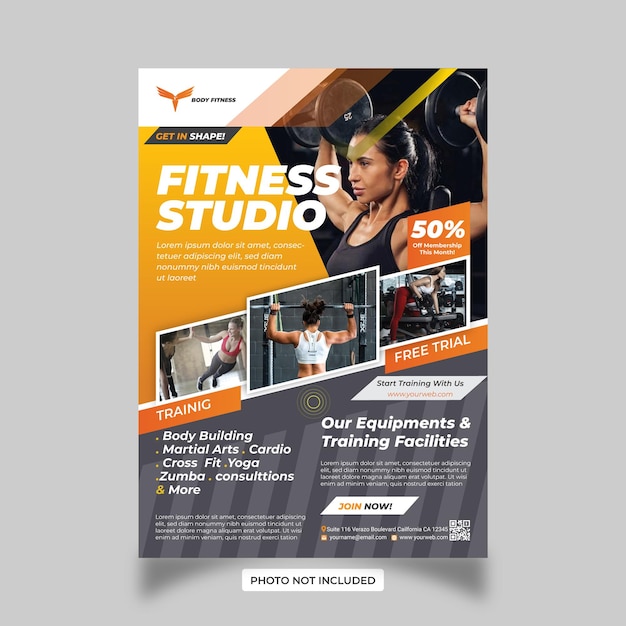 Gym fitness flyer and poster template