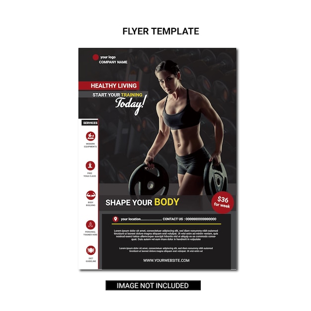 Vector gym and fitness flyer template design