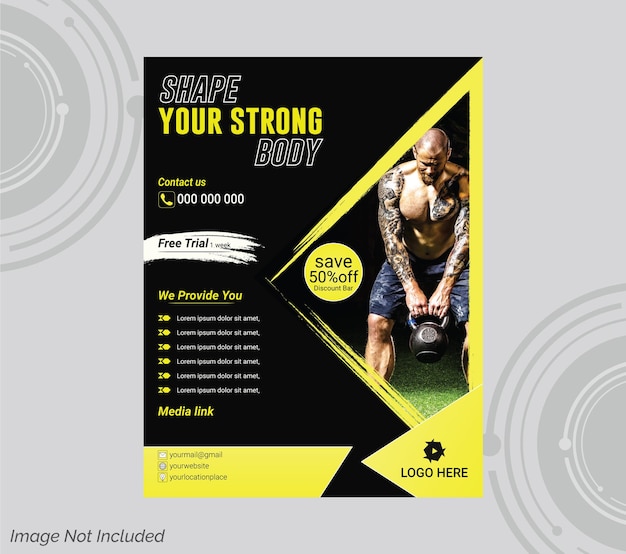 Vector gym amp fitness flyer template design