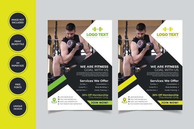 Vector gym fitness flyer template