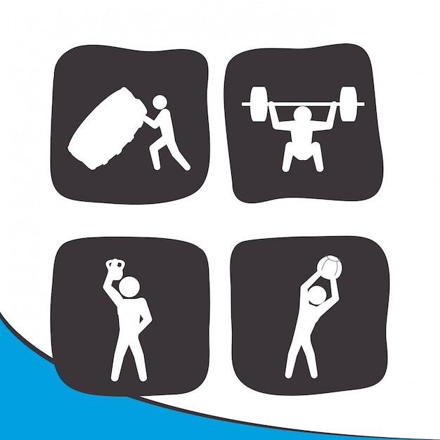 Gym and fitness icons design 