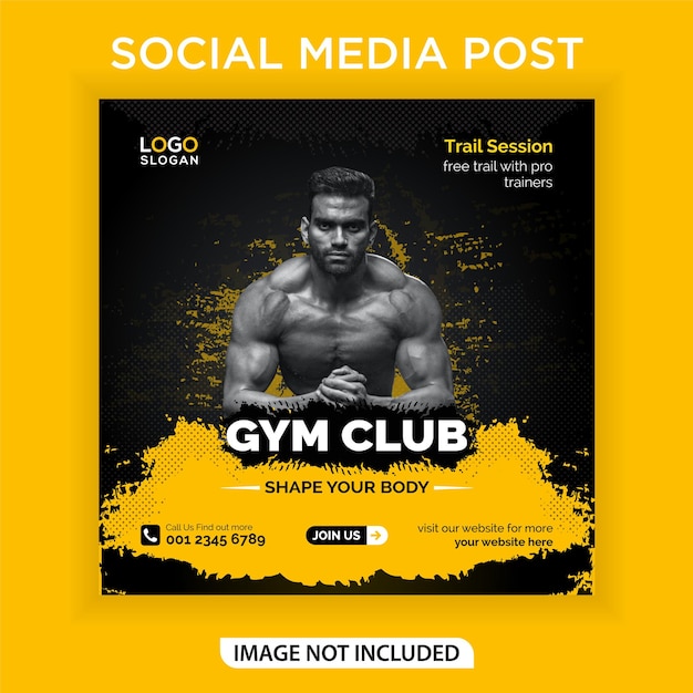 Gym and fitness promotional social media banner or web banner