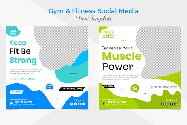 gym and fitness promotional social media post and facebook and instagram post banner template