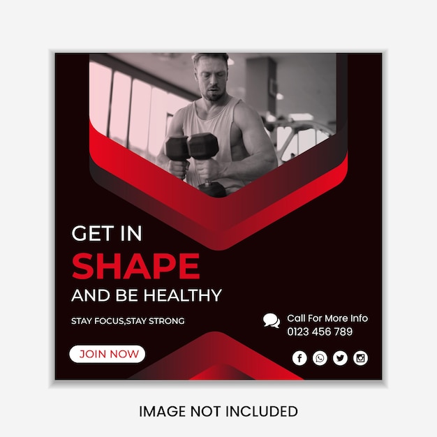 Gym and fitness promotional social media post and web banner template Premium Vector