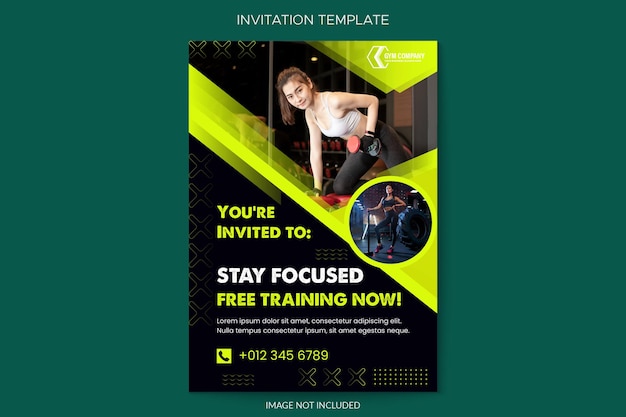 Vector gym fitness show invitation template