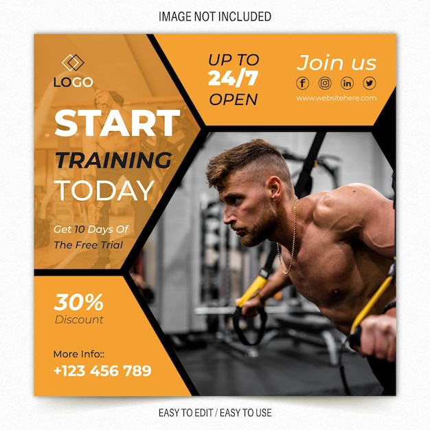 Gym and fitness social media banner and ads banner or web banner design template