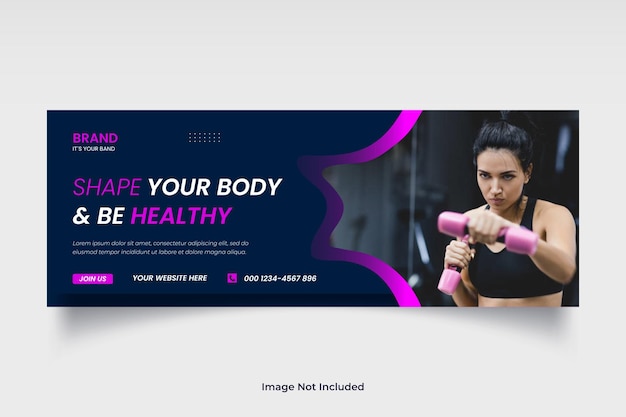 Gym or fitness social media banner or facebook cover design