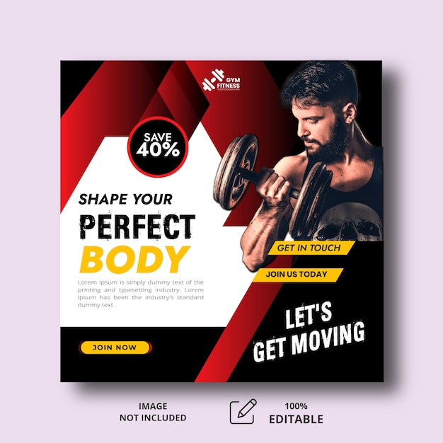 Gym and fitness social media banner template