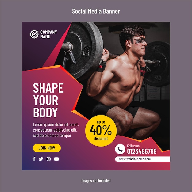 Gym and Fitness Social Media Banner Templates