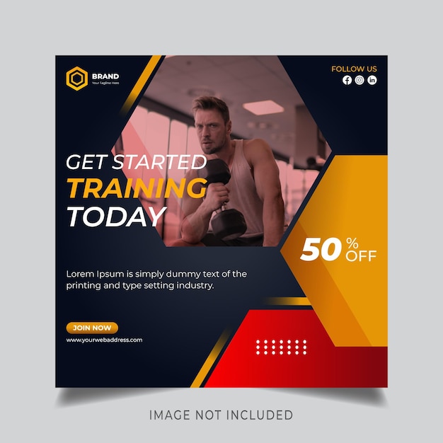 Gym amp Fitness Social media Instagram post design template