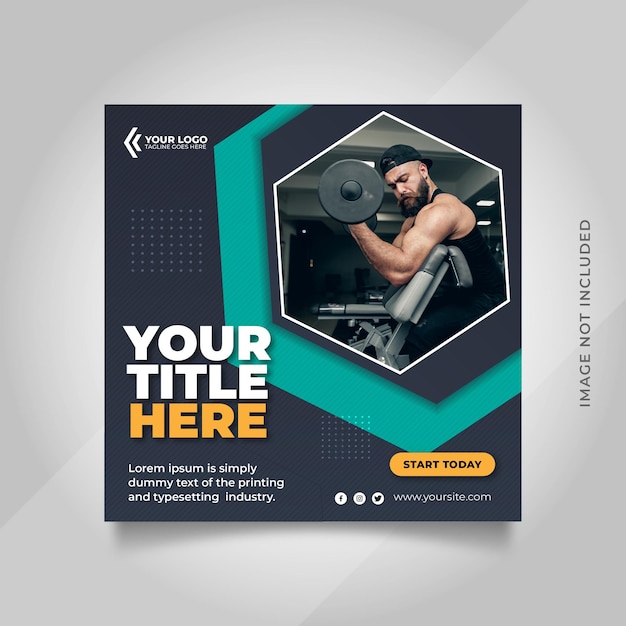 Gym and fitness social media post banner or square flyer template