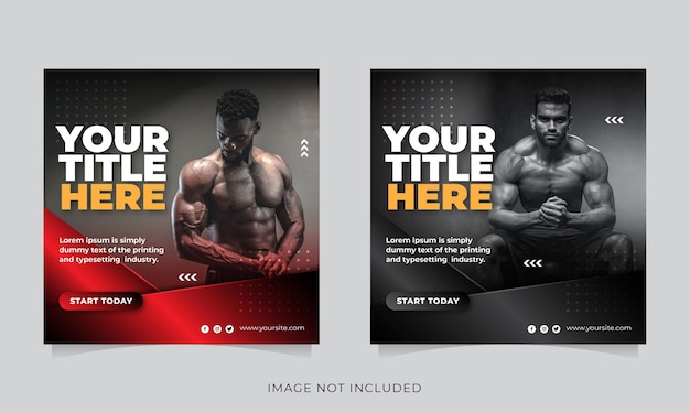 Gym and fitness social media post banner or square flyer template