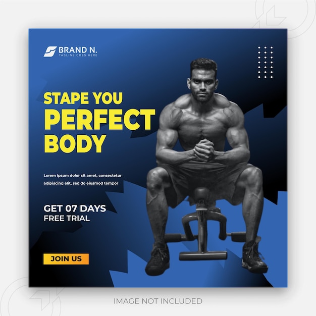 Gym fitness social media post banner template design or Stape you product body timeline