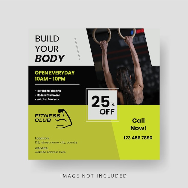 Vector gym and fitness social media post template design