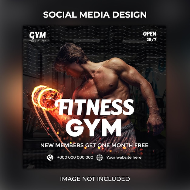 Gym fitness social media post template Design