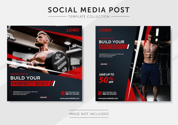 Gym fitness social media post template