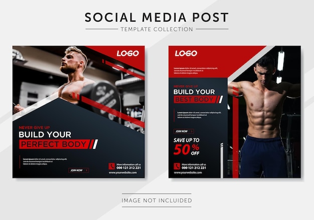 Gym fitness social media post template