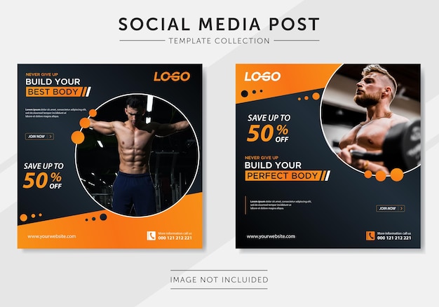 Gym fitness social media post template