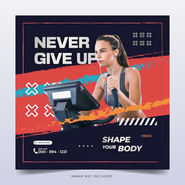 Vector gym fitness social media post template