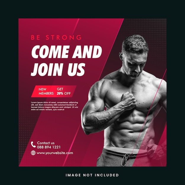 Gym fitness social media post template