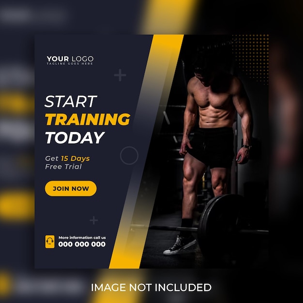 Gym and fitness social media post template