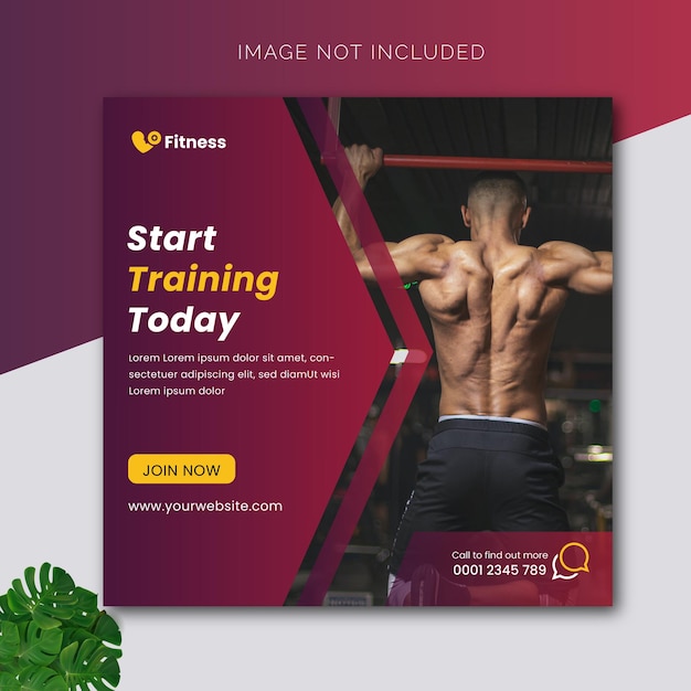 Gym and fitness social media post template