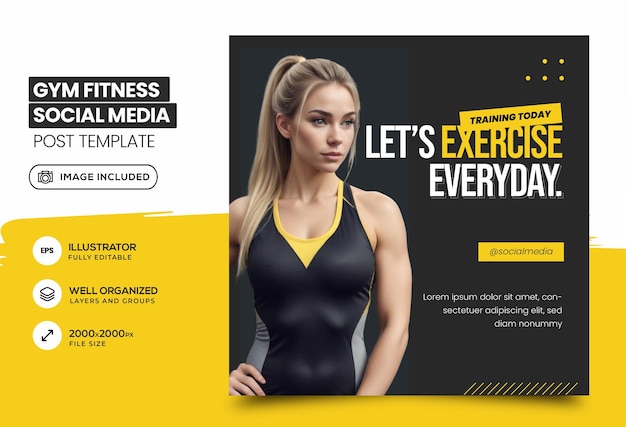 Gym fitness social media post template