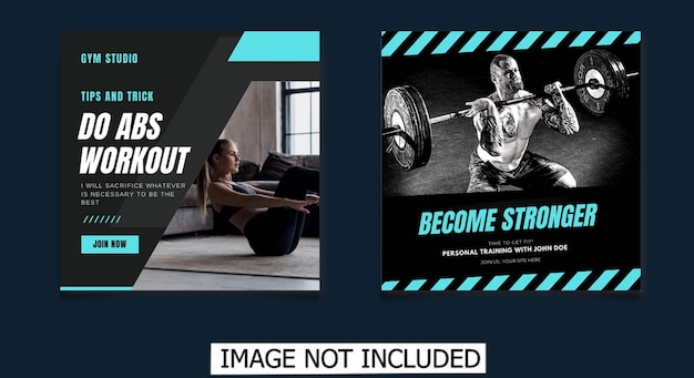 Gym fitness and sports social media post template design