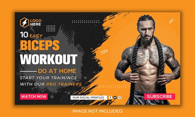 Gym and fitness web banner or video thumbnail design