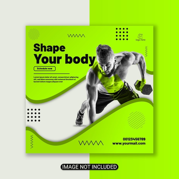 Vector gym flyer social media post design