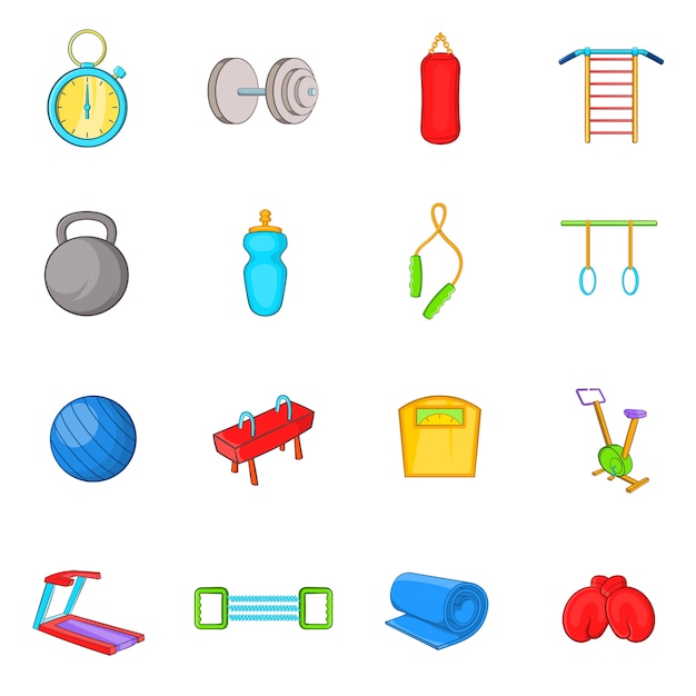 Gym icons set