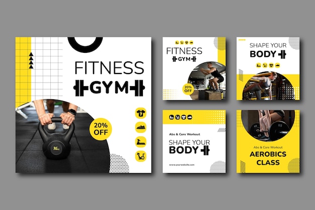 Gym instagram post template design