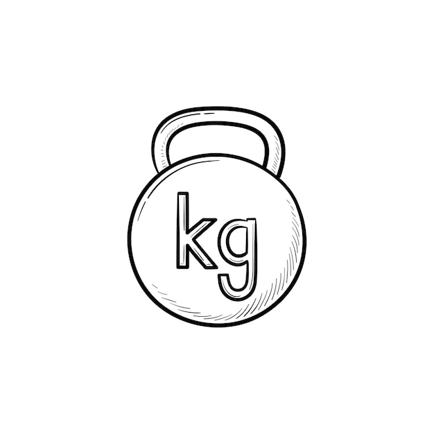 Vector gym kettlebell hand drawn outline doodle icon. weight lifting, fitness and gym equipment, sport concept