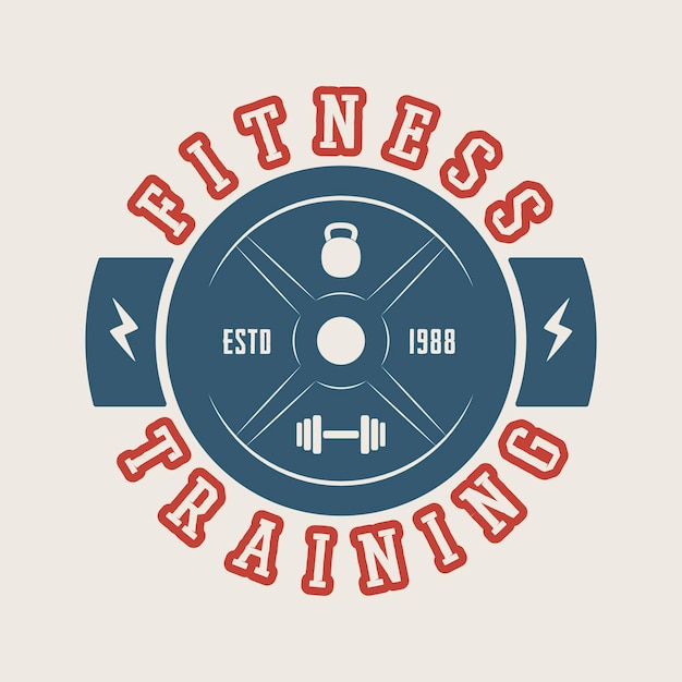 Gym logo, badge, label, mark in vintage style. Vector illustration. Graphic Art