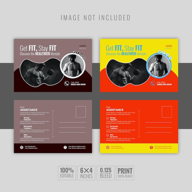 gym or personal training post card vector template