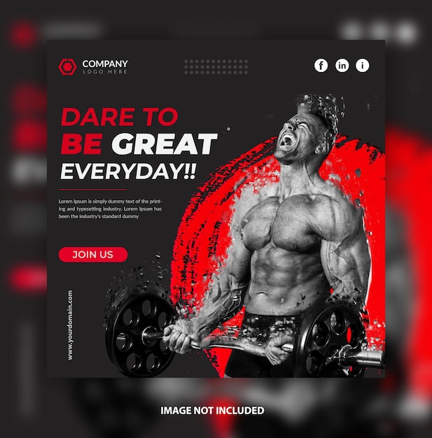 Gym promotional social media post or web banner template