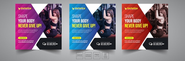 Gym Social Banner Design Template