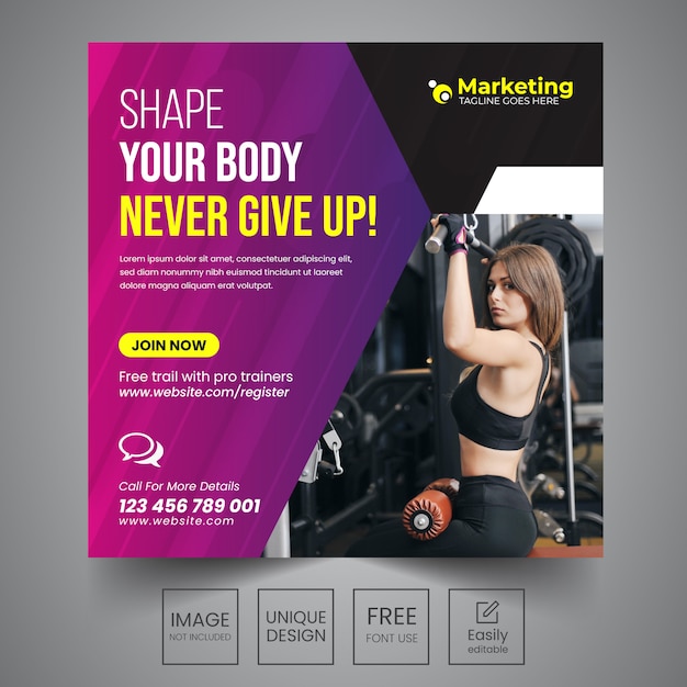 Gym Social Banner Design Template